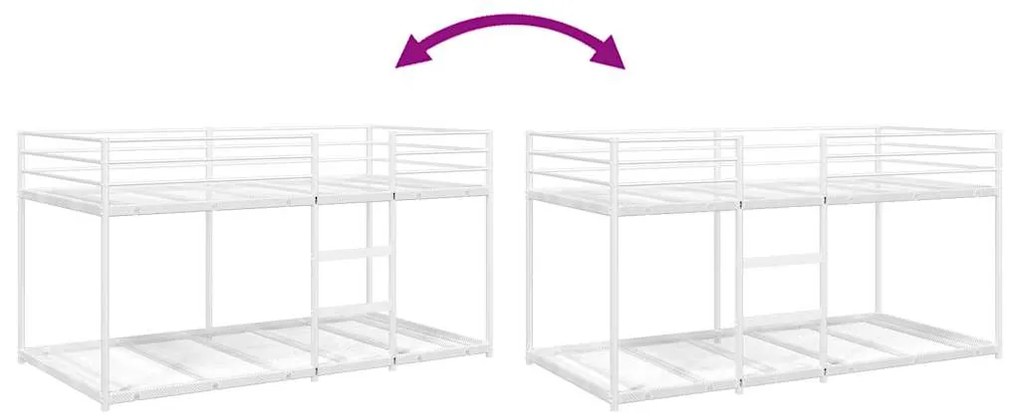 fehér acél emeletes ágy matrac nélkül 80 x 200 cm