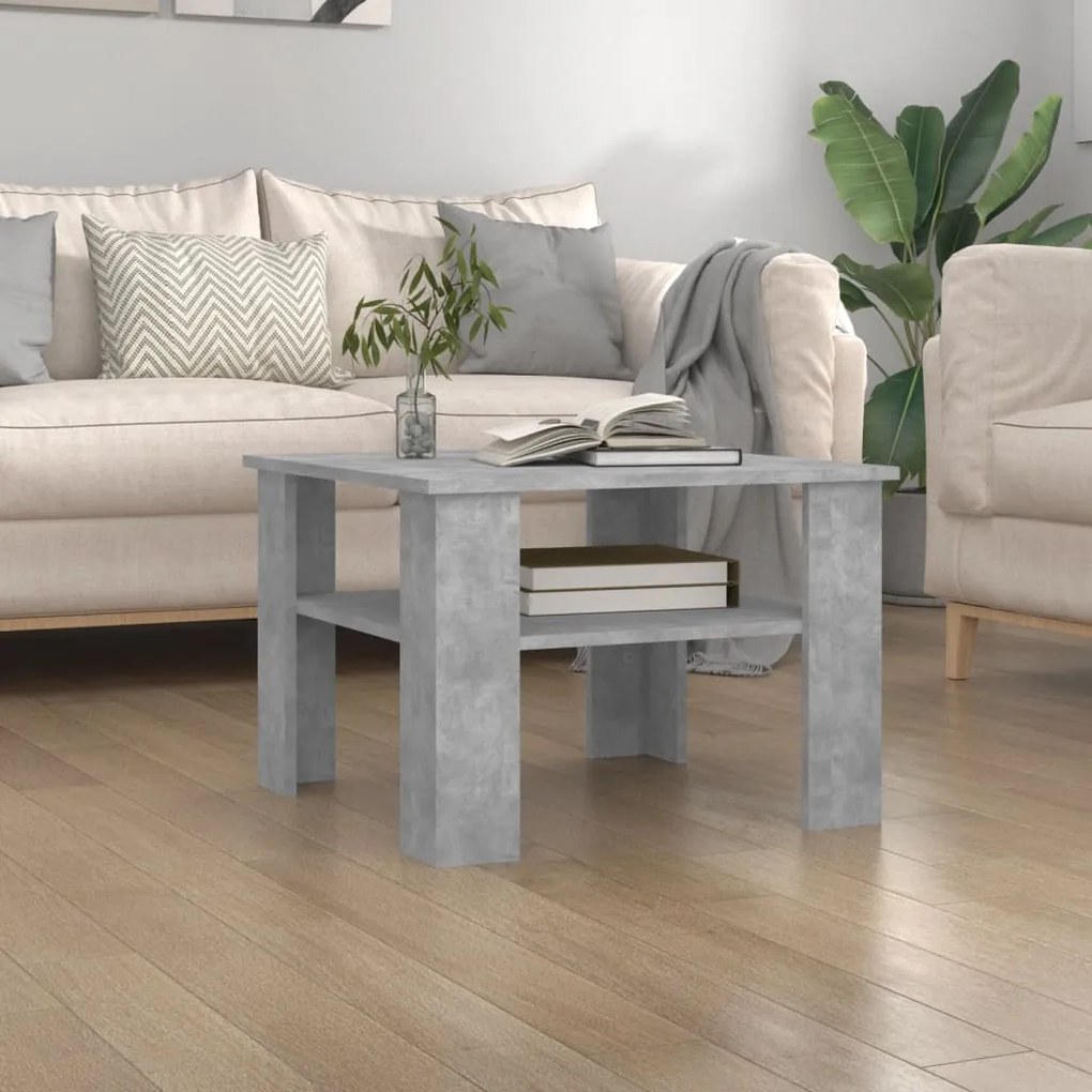 Betonszürke szerelt fa dohányzóasztal 60 x 60 x 42 cm