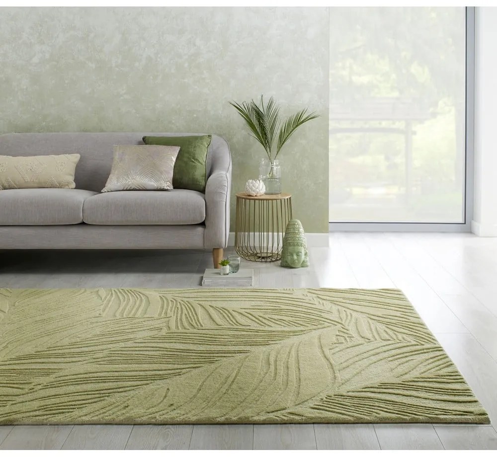 Zöld gyapjú szőnyeg 200x290 cm Lino Leaf – Flair Rugs