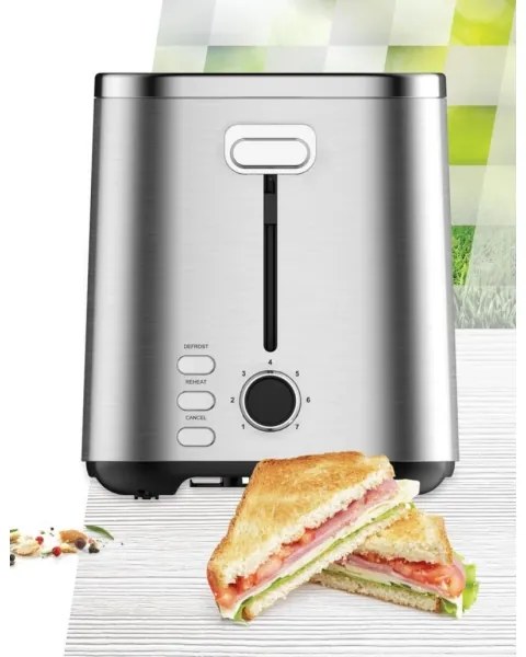 Heinner HTP-800SS - Két szeletes kenyérpirító 800W/230V, rozsdamentes acél