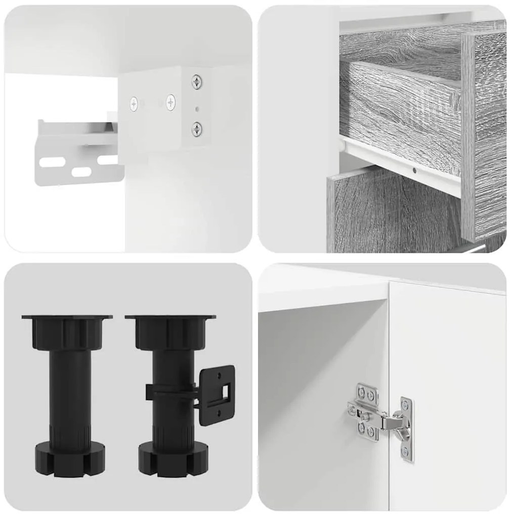 Konyhaszekrény garnitúra 4 pcs Szürke sonoma 140 x 46 x 81.5 cm