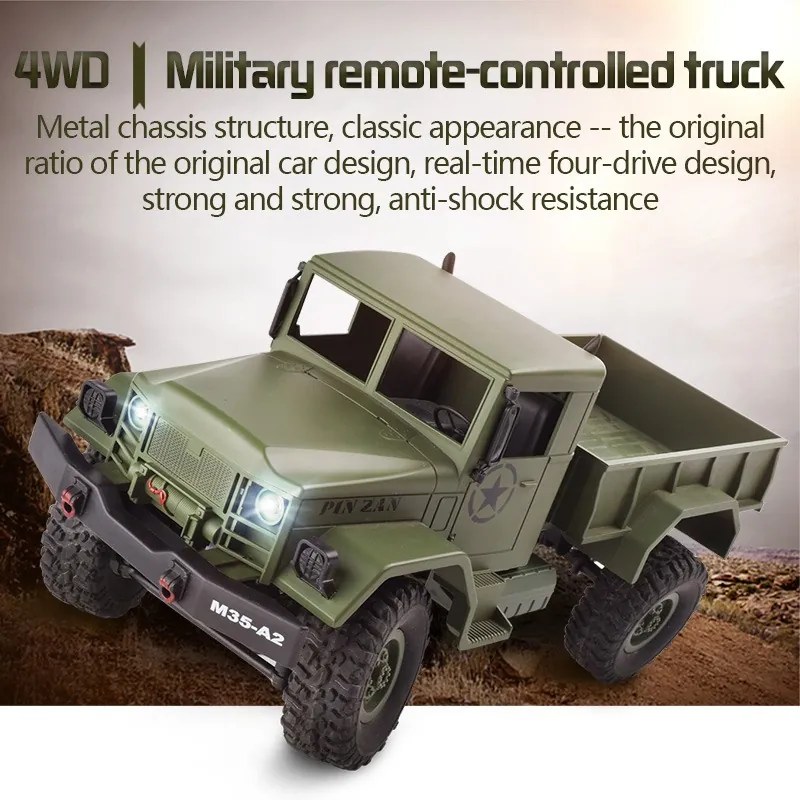 1:16 Rc Amerikai Katonai 4WD Teherautó M35-A2 Modell 2.4Ghz Jó kidolgozás RTR Azonnal használható