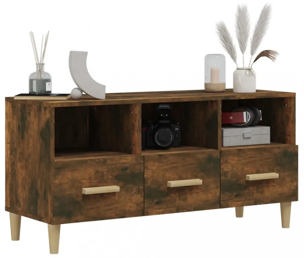 füstös tölgy színű szerelt fa TV-szekrény 102 x 36 x 50 cm