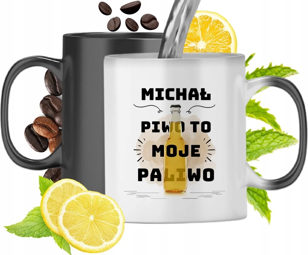 Mágikus bögre Mihálynak Fekete matt nyomott mintával 330ml