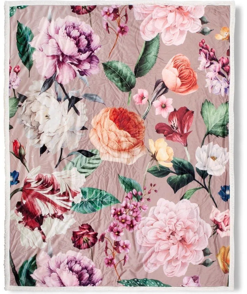 Fiori bézs kétoldalas takaró, 130 x 160 cm - Descanso