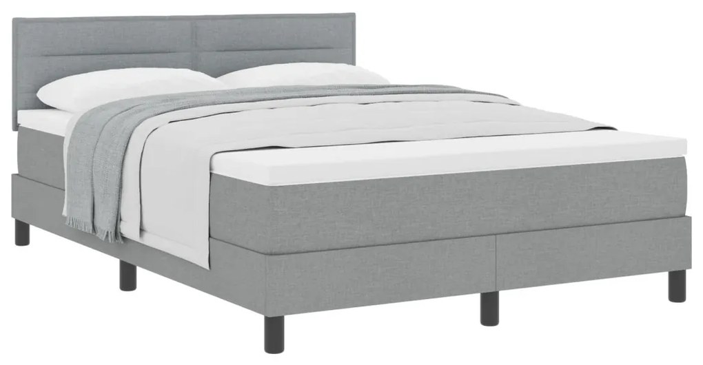 Box Spring Ágy matraccal Világosszürke 140x190 cm Szövet