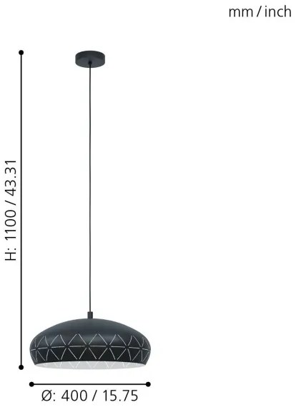 Eglo 98467 - Csillár zsinóron RAMON 1xE27/28W/230V