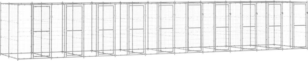 vidaXL kültéri horganyozott acél kutyakennel 24,2 m²