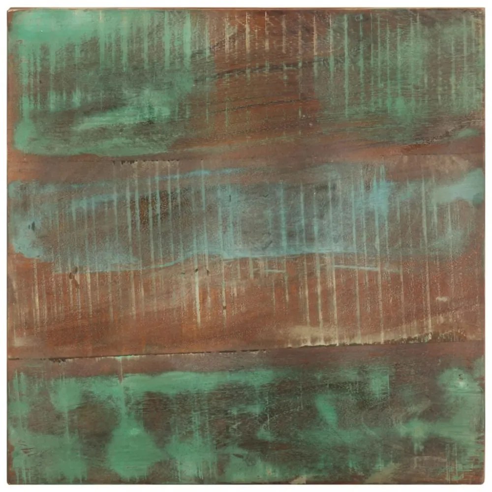 tömör újrahasznosított fa kisasztal kerekekkel 40 x 40 x 42 cm