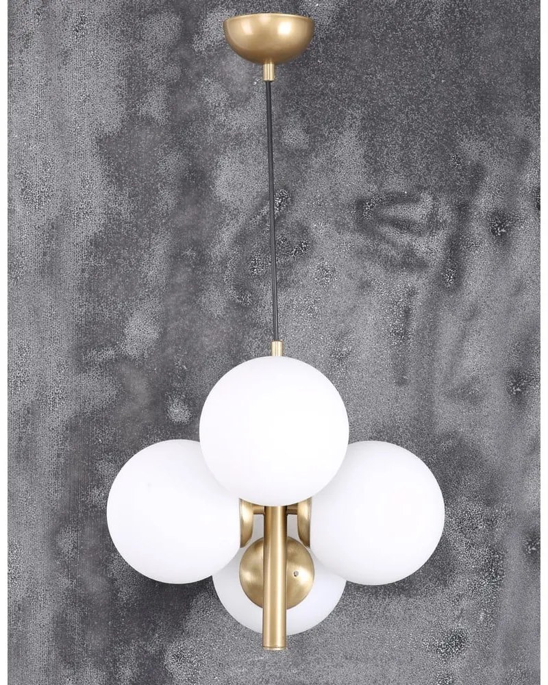 Fehér-aranyszínű függőlámpa üveg búrával ø 15 cm Forte – Squid Lighting