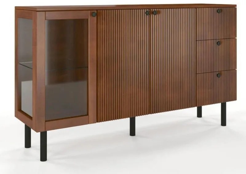 Norvik Bükk/Sötétdió polcos-fiókos komód, 160 cm