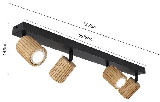 Brilagi - Spotlámpa MODERN WOOD 4xGU10/8W/230V kaucsukfa/fekete