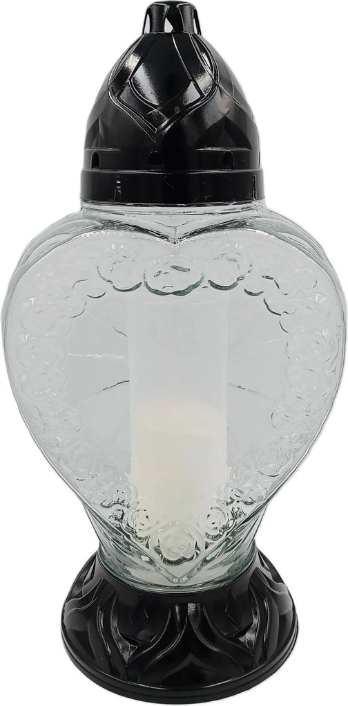 Mécses Üveg Szív Fekete Kiváló Minőségű Üveg Részletek Sír Ünnepség