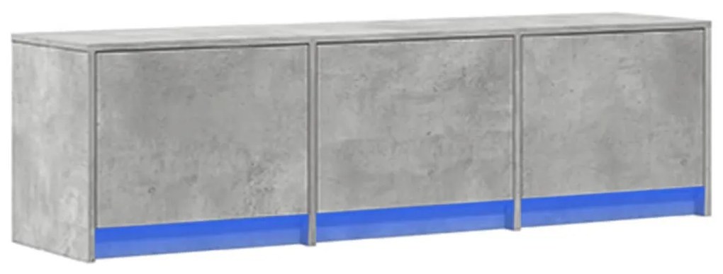 betonszürke szerelt fa TV-szekrény LED-ekkel 140 x 34 x 40 cm