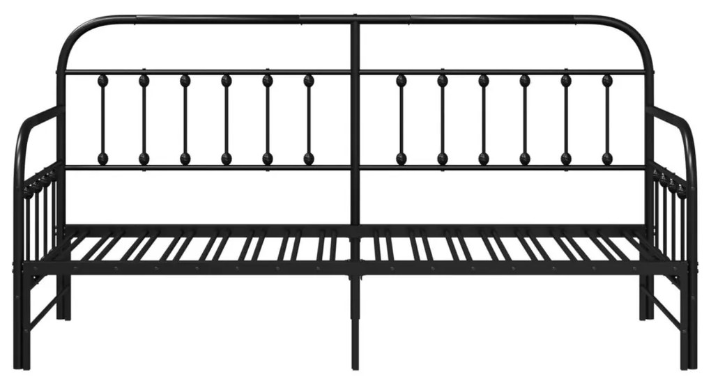 Nappali ágykeret fejtámlával Fekete 75 x 190 cm Acél