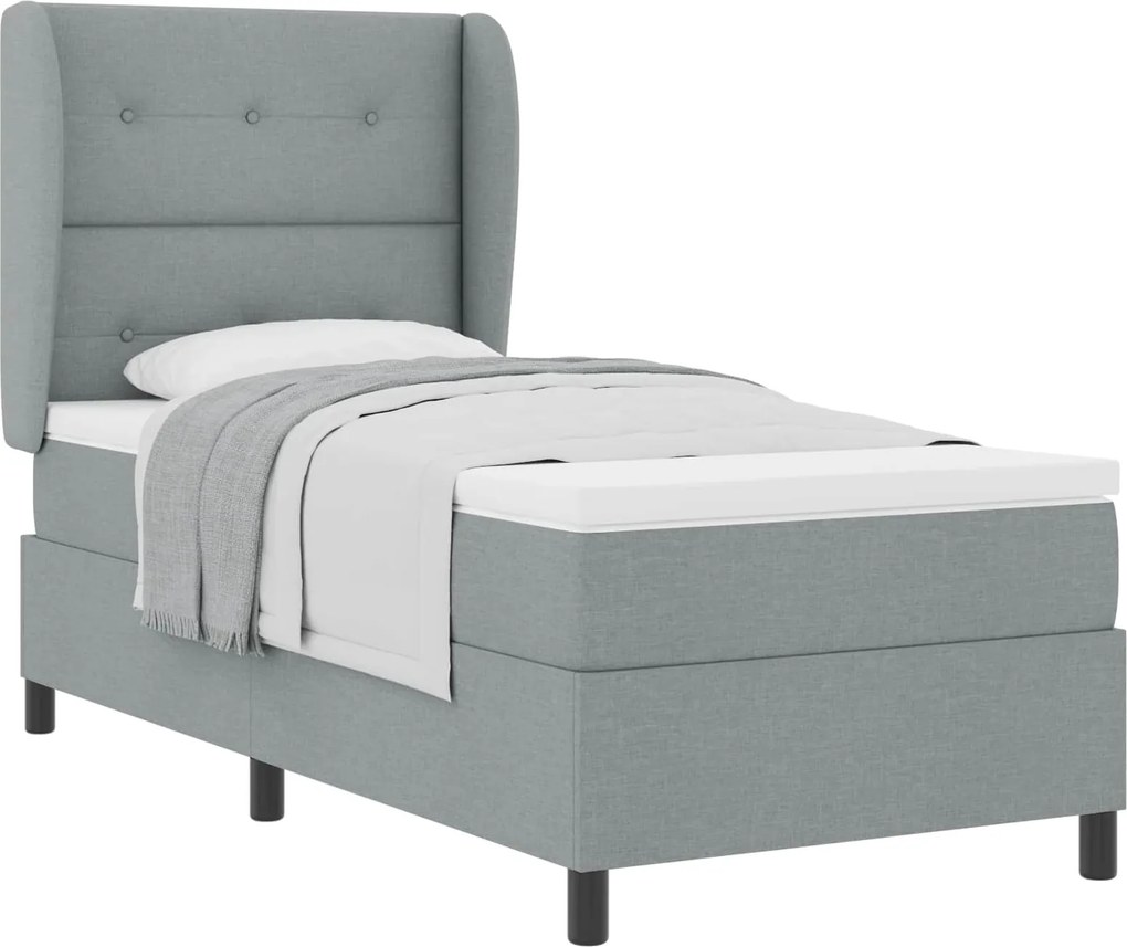 vidaXL Boxrugós ágy matracmal Világosszürke 80 x 200 cm szövet