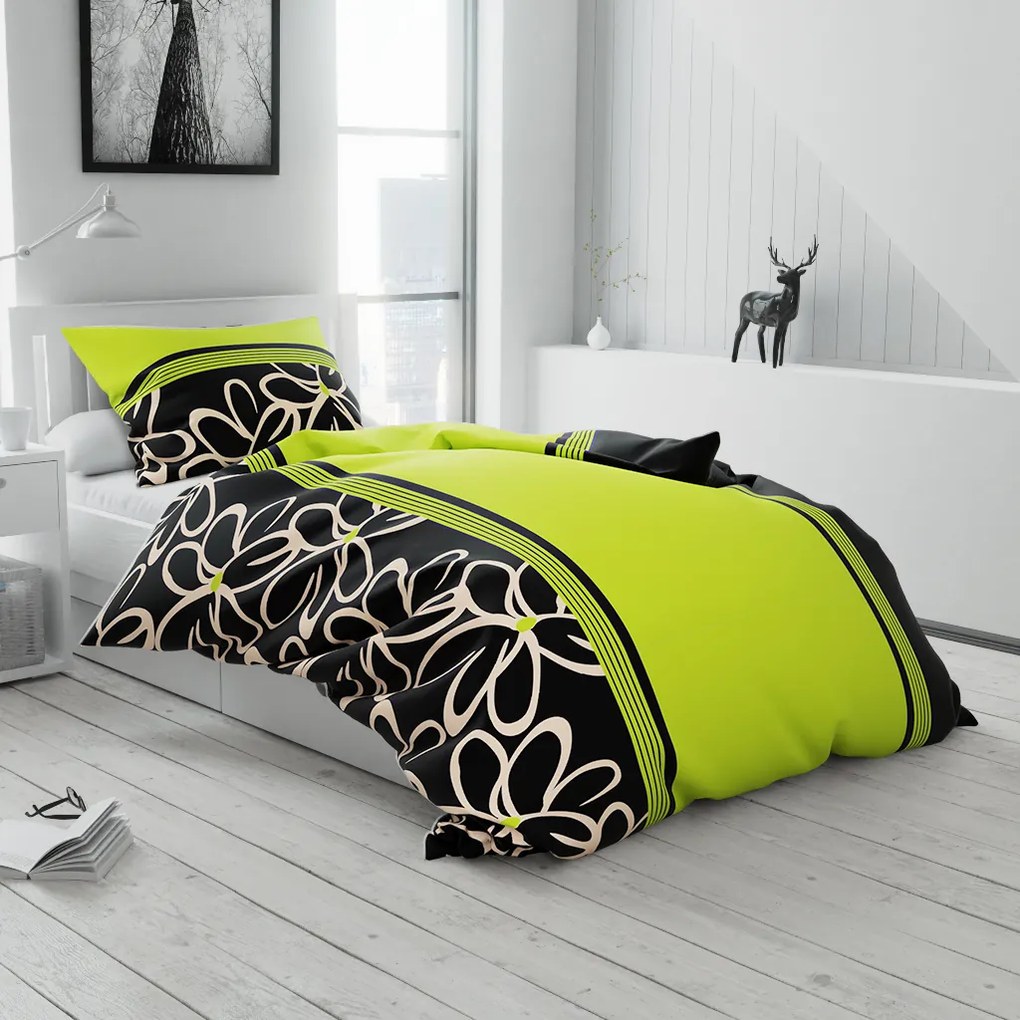 Pamut ágynemű BELLA BLEND zöld Ágyneműhuzat mérete: 70 x 90 cm | 140 x 200 cm