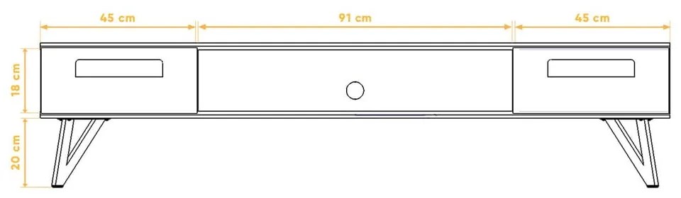 Tölgyfa TV-állvány 182x42 cm Golo - The Beds