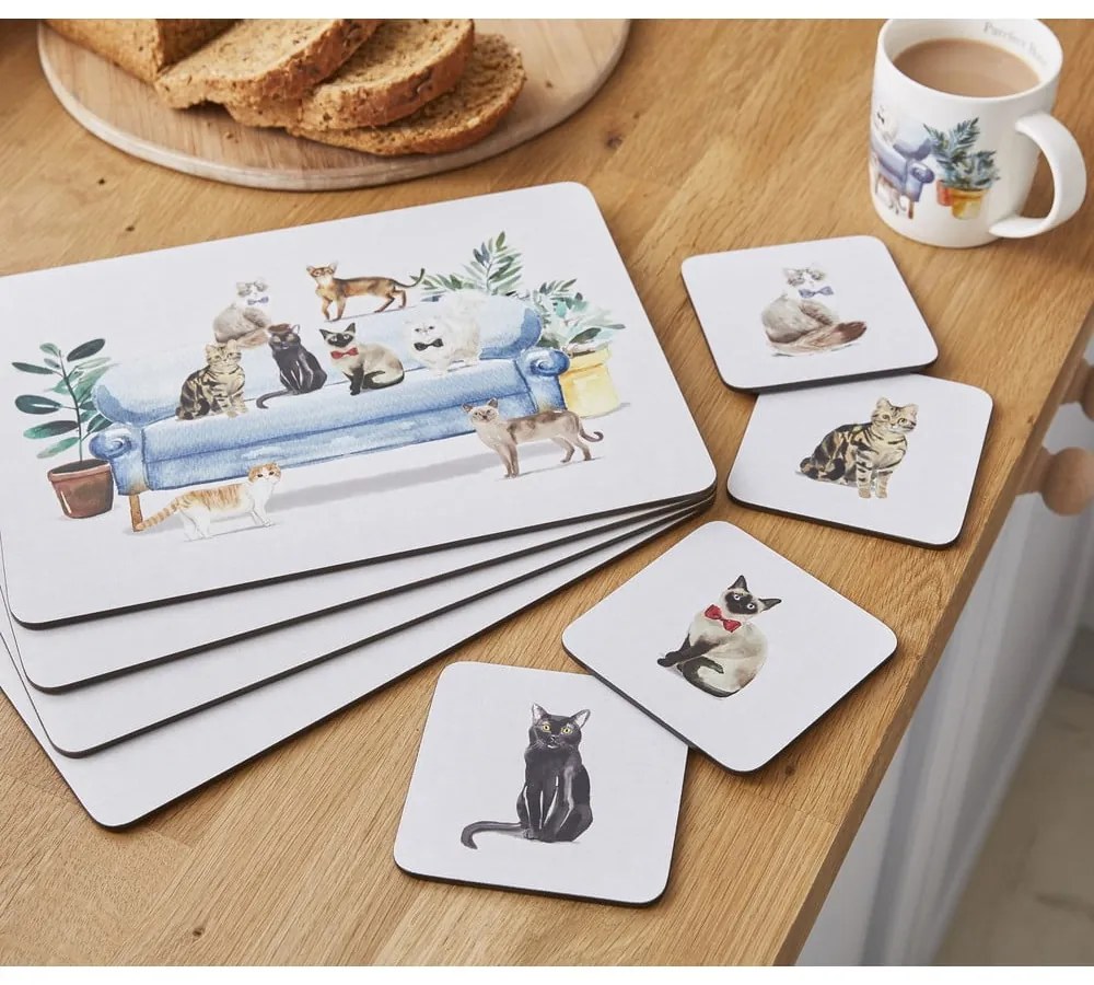 Tányéralátét és poháralátét szett 8 db-os Curious Cats – Cooksmart ®