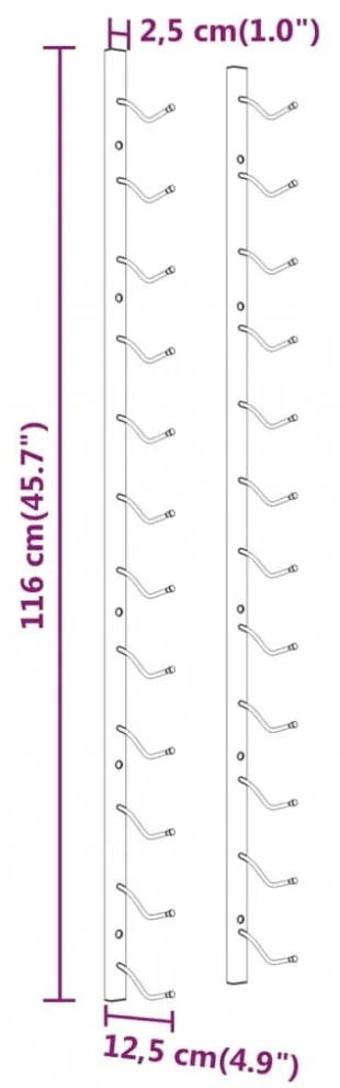 fehér vas falra szerelhető bortartó állvány 12 palacknak