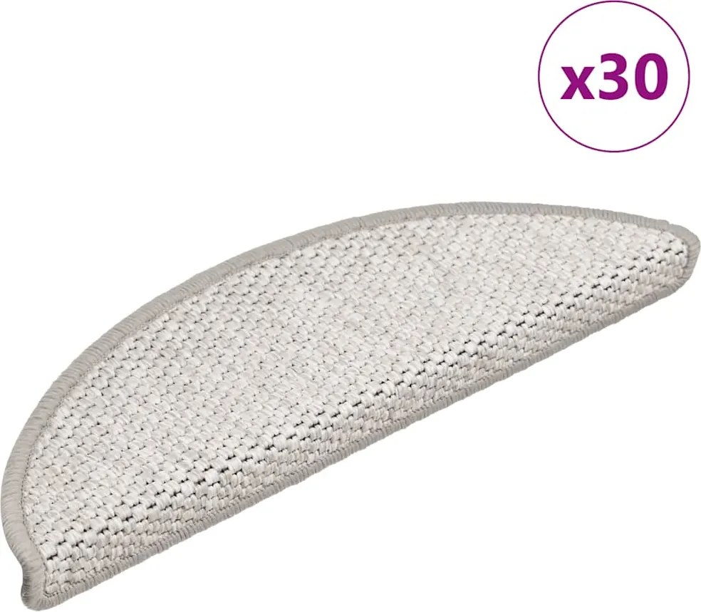 vidaXL 30 db platina lépcsőszőnyegek öntapadós szizál kinézetű
