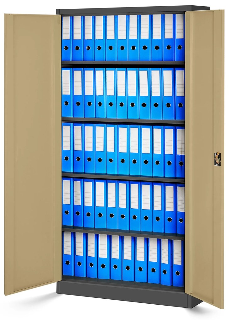 4x JAN fém irodai irattartó szekrény, 900 x 1850 x 400 mm, Eco Design: antracit/ dió