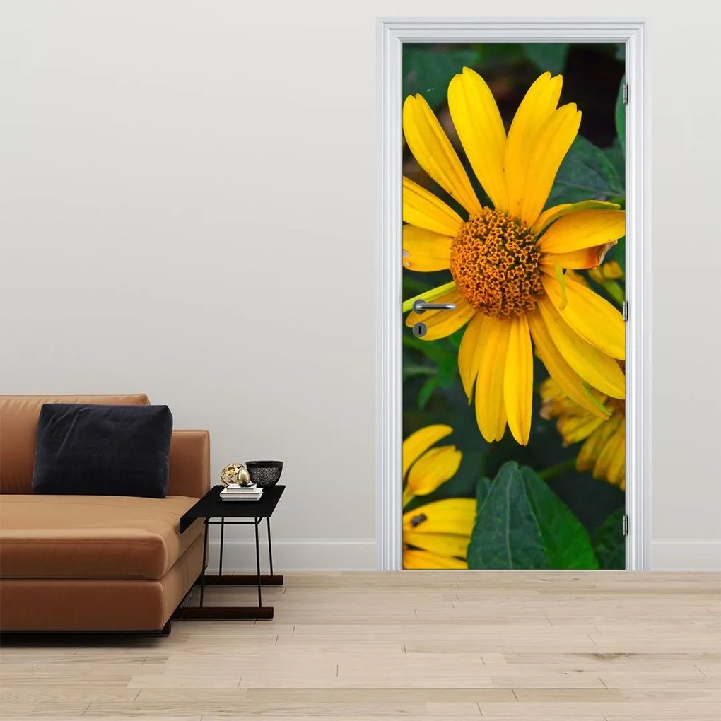 Fotótapéta ajtóra - Sárga virágok (95x205cm)