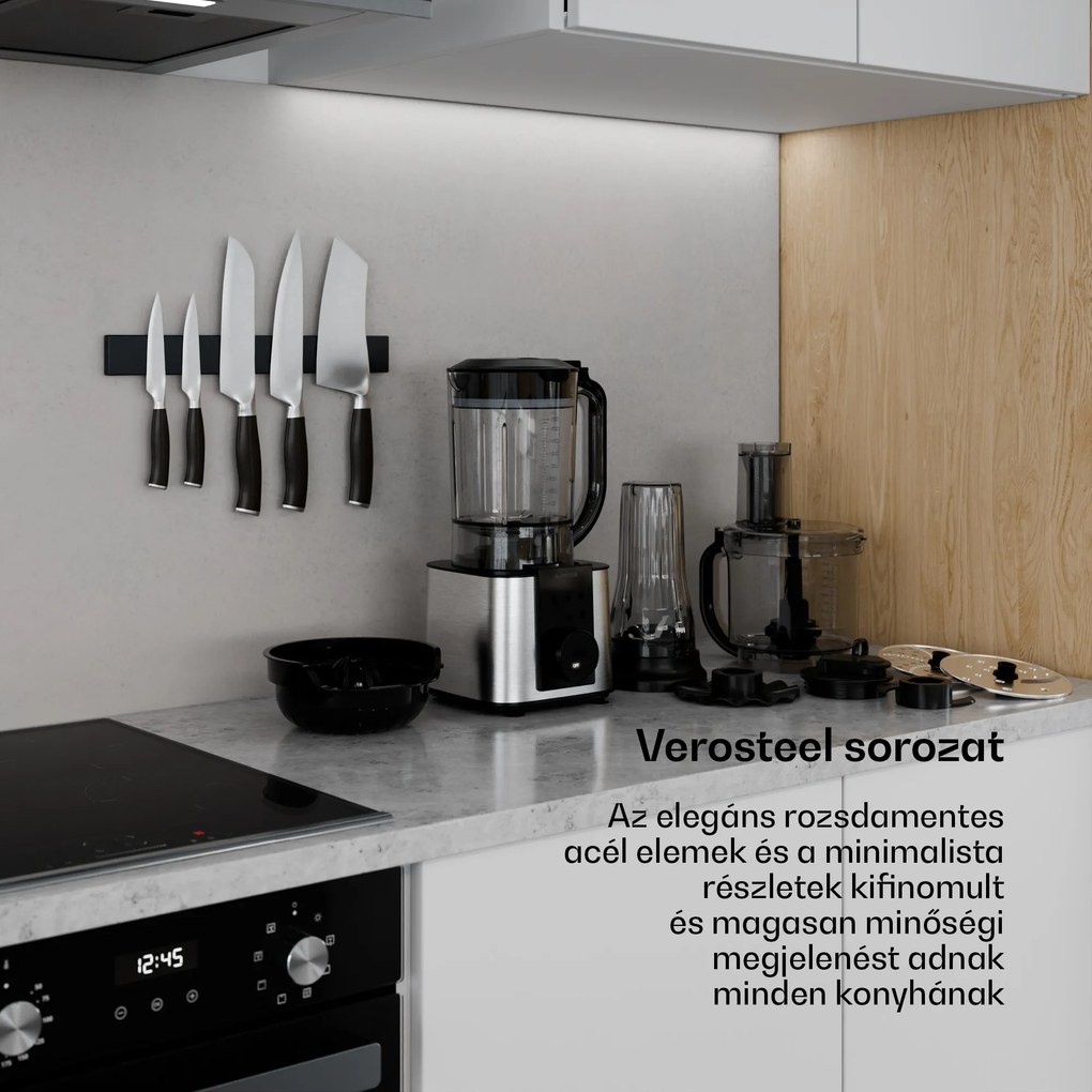 Klarstein Verosteel konyhai gép keverővel | Dagasztás, habverés és préselés | 1200 W | 2 L/1,75 L