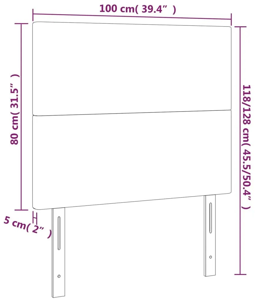 szürke műbőr LED-es fejtámla 100x5x118/128 cm