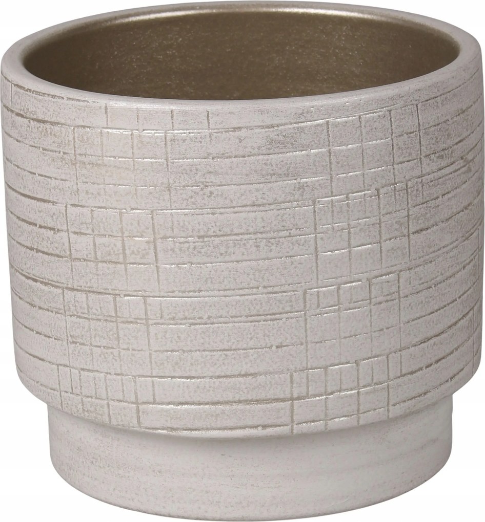 Kerámia kaspó fehér, arany Cermax 14 x 13 cm fedő