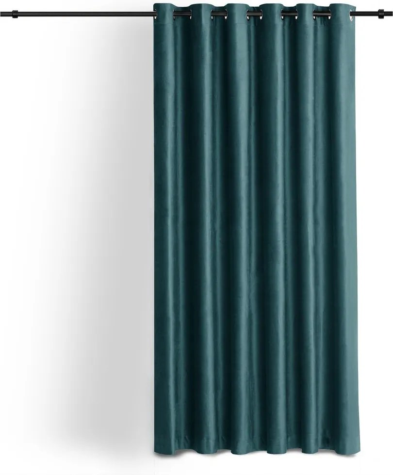 Petróleumkék bársony dimout (részleges sötétítő) függöny 265x225 cm Velto – Filumi