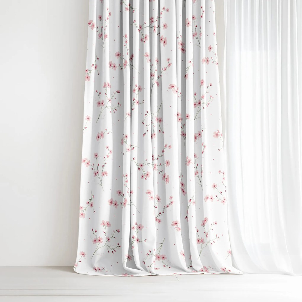 Goldea pamut függöny - cseresznyevirágok 220x150 cm