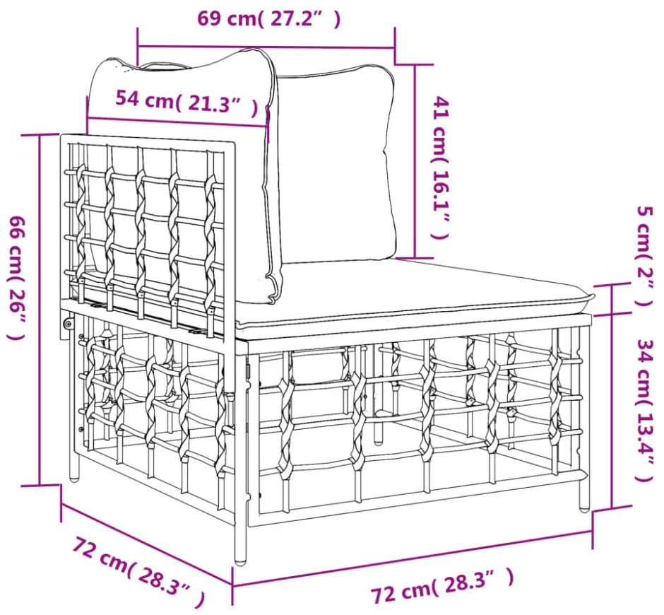 sötétszürke polyrattan kerti sarokkanapé párnával