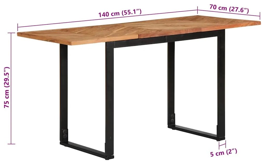 tömör akácfa fa étkezőasztal 140 x 70 x 75 cm