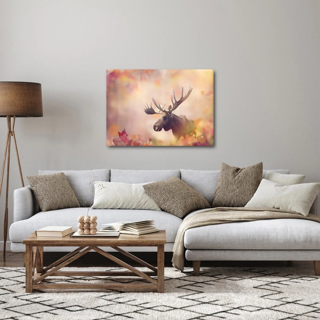 Kép - jávorszarvas az őszi levelekben (70x50 cm)