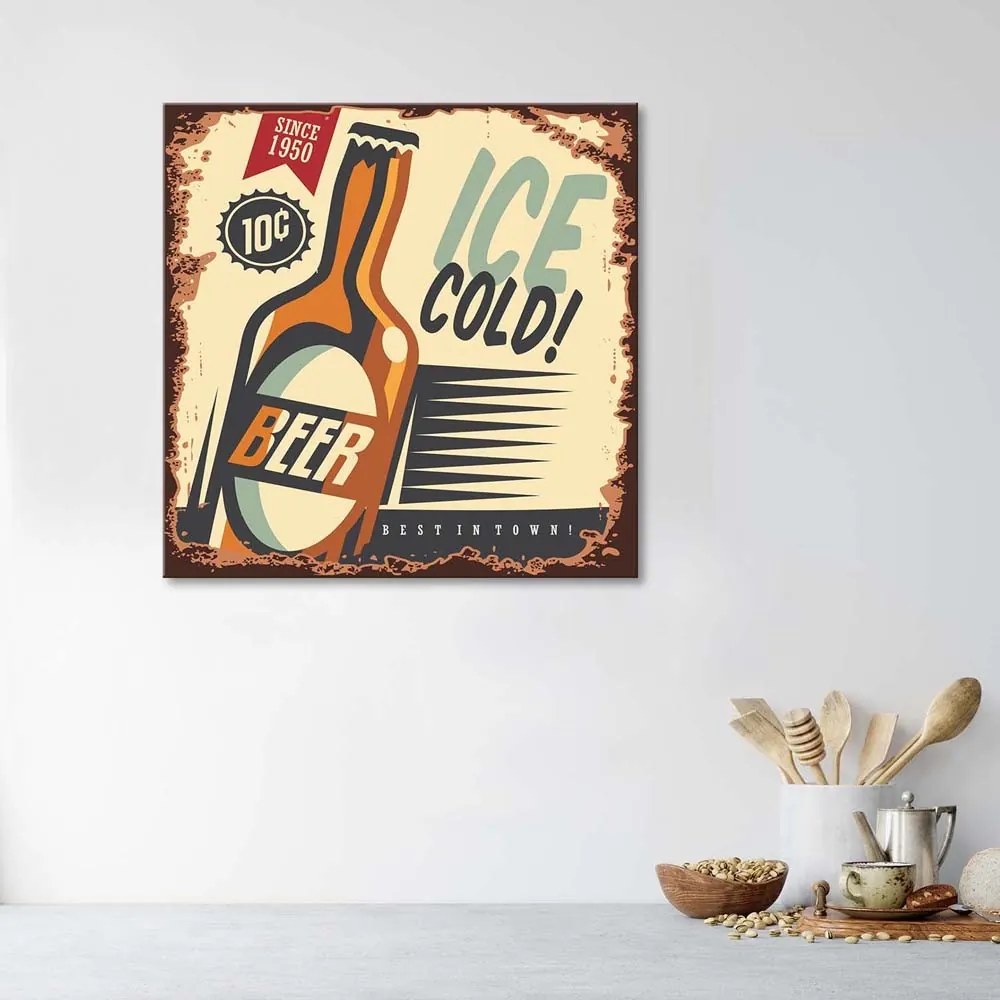 Gario Vászonkép Retro hideg sör Méret: 60 x 60 cm