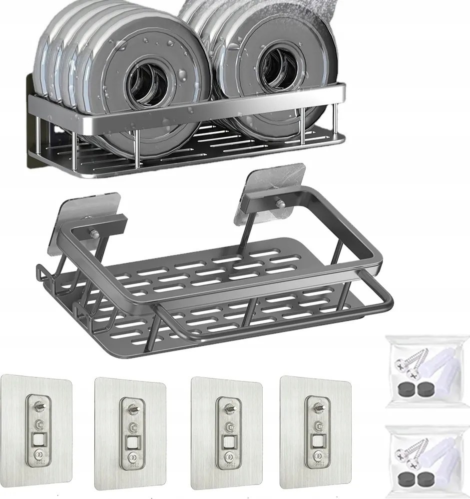 Fürdőszobai Zuhanypolc 2DB szürke