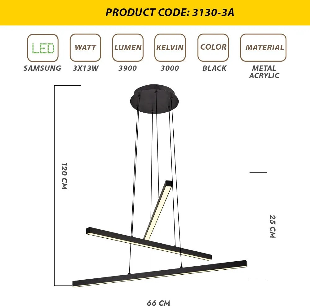 Fém függőlámpa, fekete, Ø66 cm – L1243