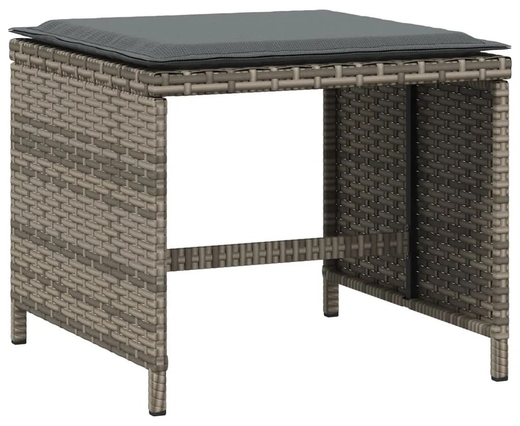 4 db szürke polyrattan kerti szék párnával 40 x 40 x 35 cm