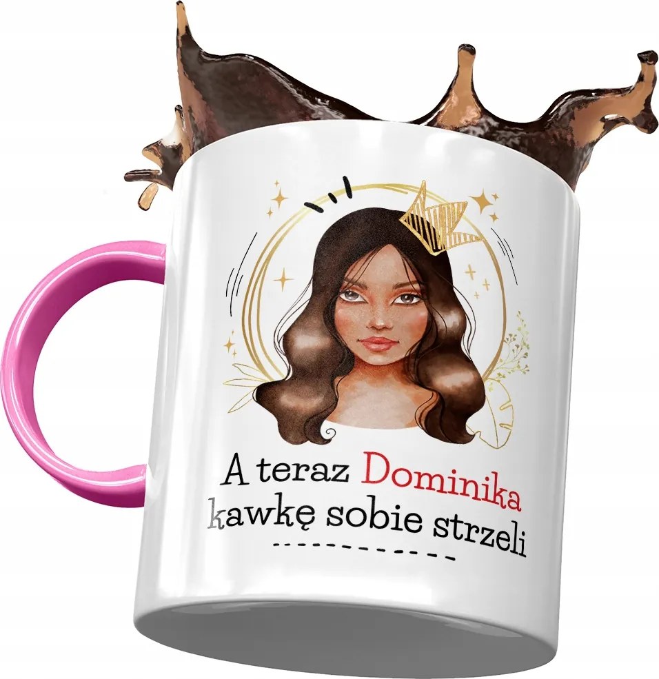 Rózsaszín Bögre Dominikának Feleség Barátnőnek Ajándék Nyomtatott Fotóval