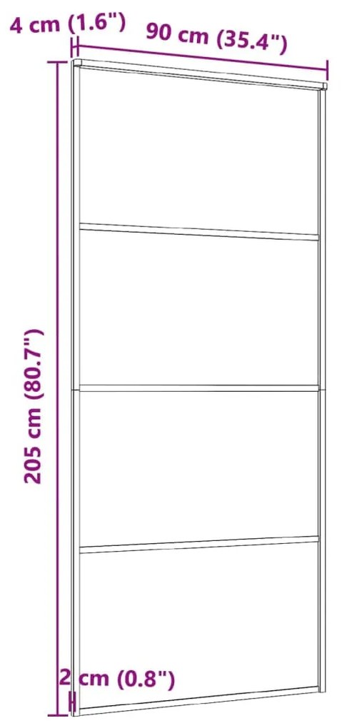 Fekete alumínium és ESG üveg tolóajtó 90 x 205 cm