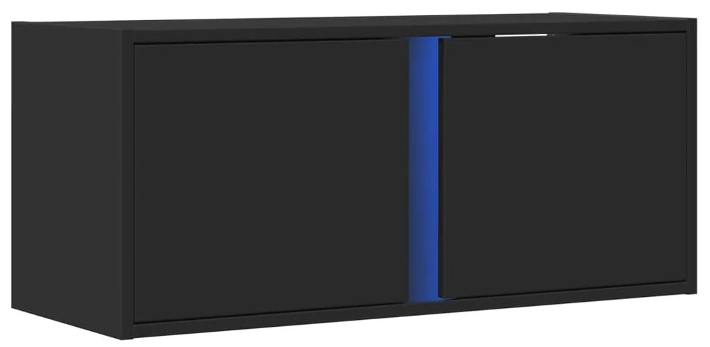 fekete fali TV-szekrény LED-világítással 80x31x35 cm