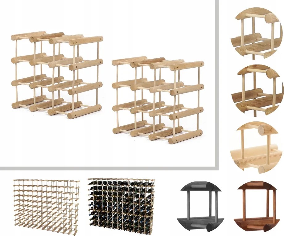 Bortartó állvány tölgy bortartó állvány Moduláris alkoholtartó állvány 18+3cipő Tölgy