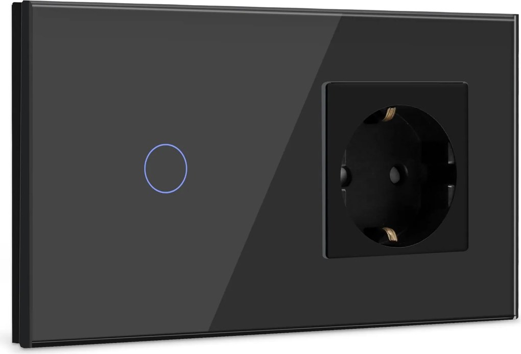 Bseed Érintőkapcsoló Aljzattal 1 Led Fekete 500 W Üveg keret