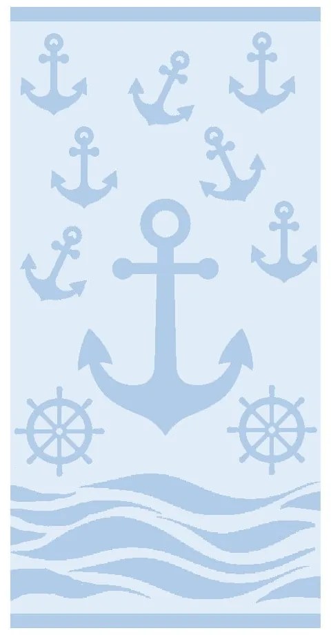 Világoskék frottír pamut strandtörölköző 70x140 cm Anchor – B.E.S.