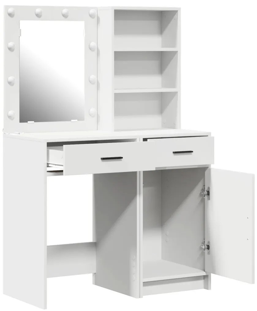 Sminkasztal Készlet 2 pcs Fehér 50 x 41 x 135 cm Faanyag