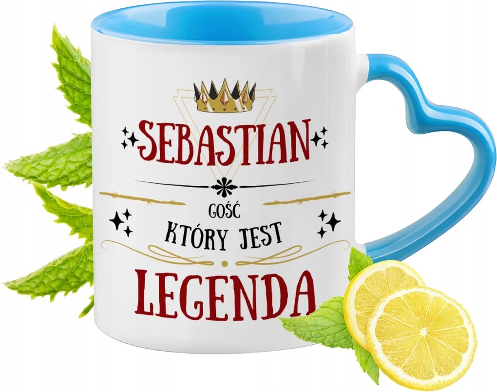 Sebastiannak Kék bögre szív alakú füllel ajándékba