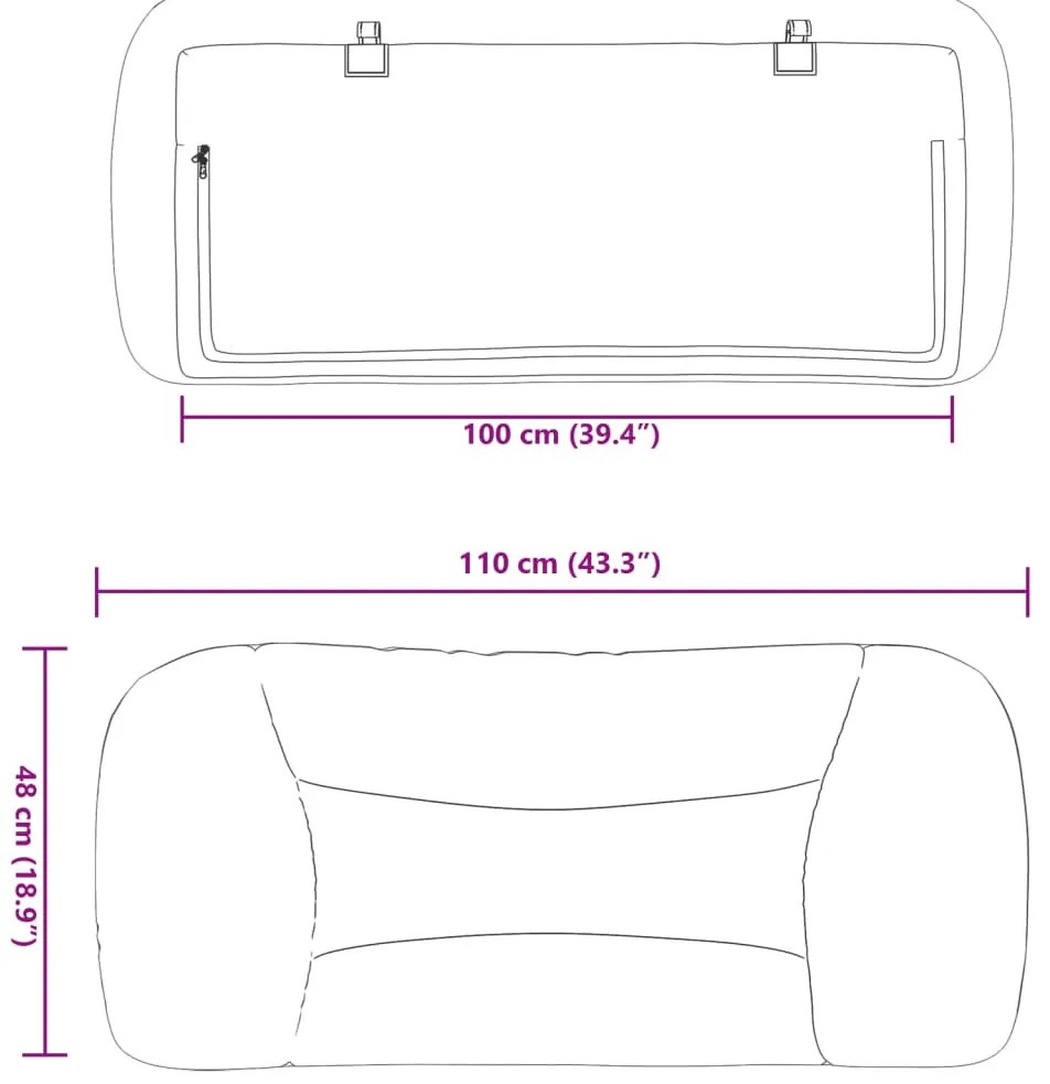 szürke műbőr fejtámla párna Hvar 100 cm