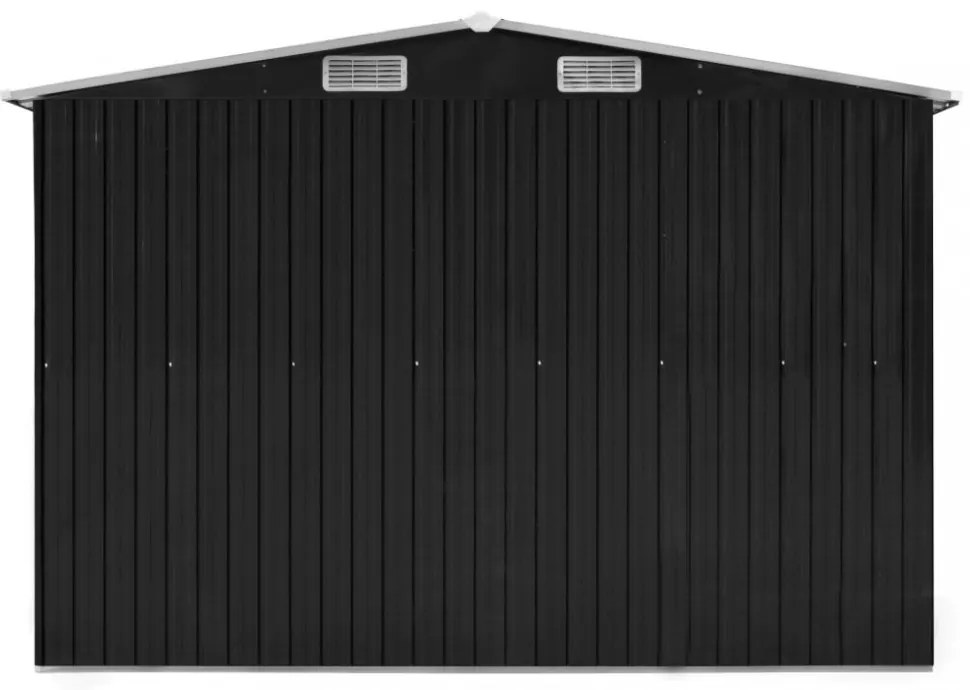 antracitszürke fém kerti fészer 257 x 489 x 181 cm