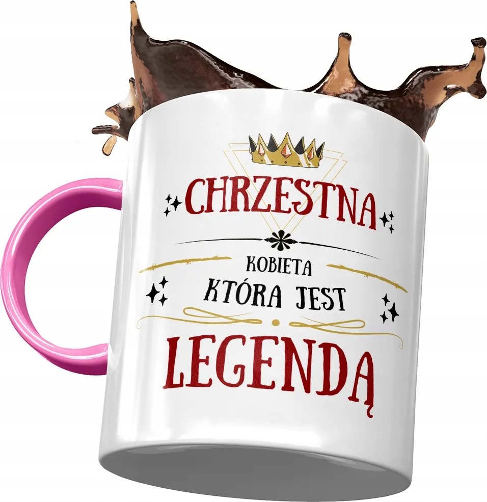 Rózsaszín Bögre Keresztelőre Születésnapra Ajándék Nyomtatott Fotóval